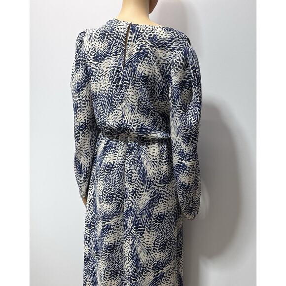 Express Printed Puff Sleeve Midi Dress Blue and White Women’s Size X-Large - Picture 7 of 14